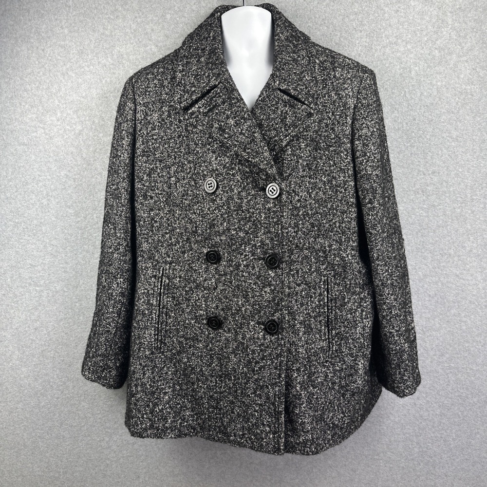 Calvin Klein Wool Blend Black White‎ Speckled Women's Peacoat Size 1X